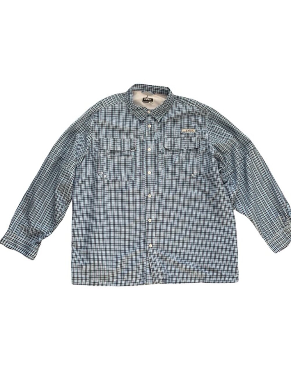 Habit Men's 2XL Fishing Shirt Blue Plaid Vented UPF 40 Long Sleeve Outdoor